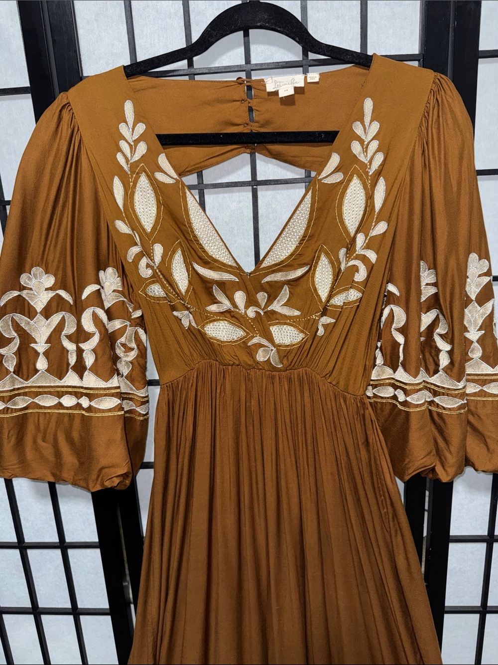 Let Me Be Embroidered Open-Back Maxi Dress Anthropologie XS - Picture 5 of 14